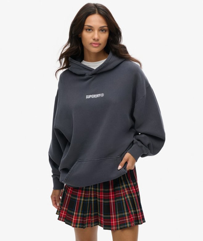 Oversized Hoodie met Print en Micrologo Donkergrijs Grootte: XL afbeelding