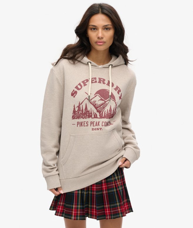 Oversized Outdoor Hoodie met Print Beige Grootte: XL afbeelding