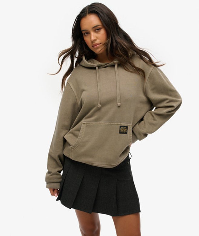 Relaxte Hoodie met Contrasterende Stiksels Bruin Grootte: L afbeelding