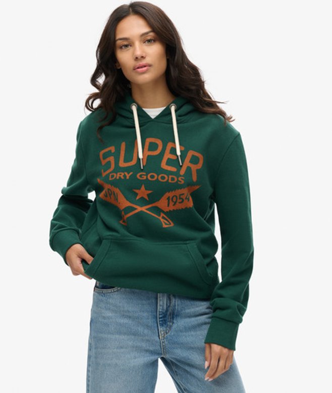 Oversized Outdoor Hoodie met Print Groen Grootte: XL afbeelding