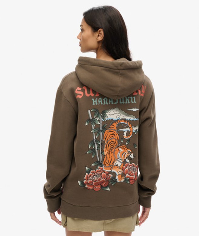 Sweat à Capuche OverTaille à Motif Tatouage // Taille: L - Superdry - Modalova