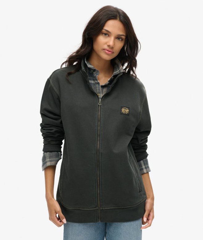 Oversized Trainingsjack met Contrasterend Stiksel Zwart Grootte: XL afbeelding