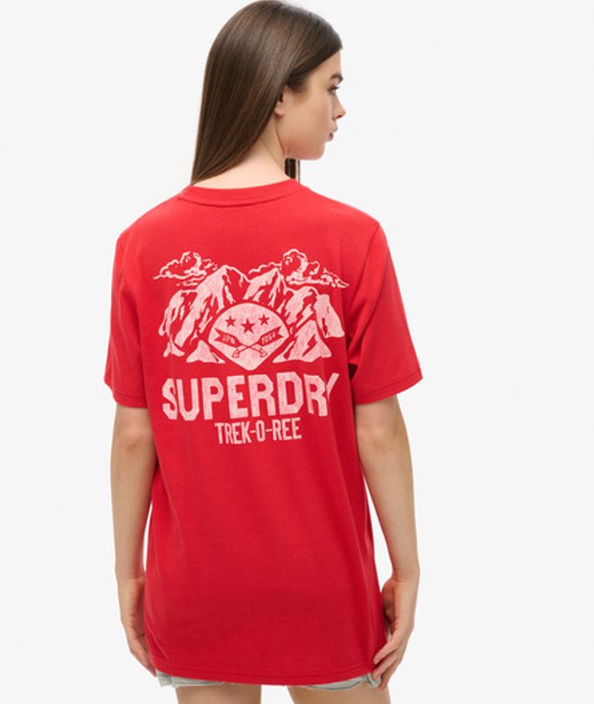 Oversized Outdoor T-shirt met Print Rood Grootte: L afbeelding