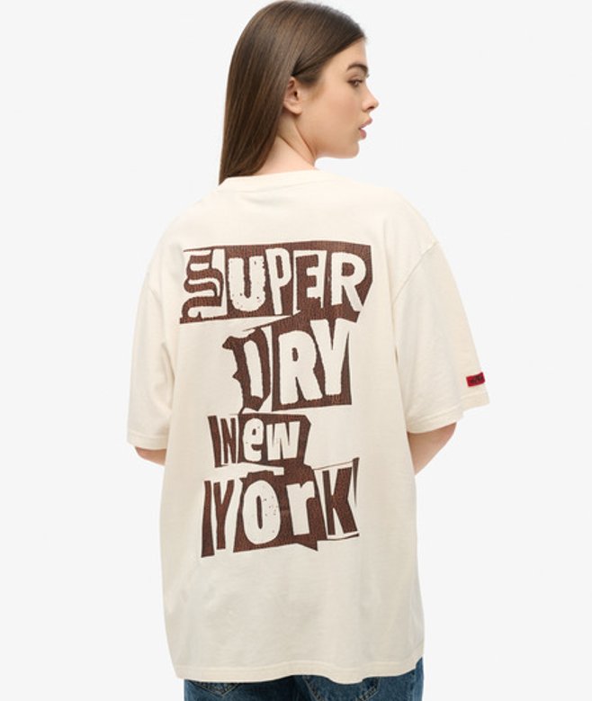 Damen und Locker Geschnittenes Lo-Fi T-Shirt mit Punk-Grafik, Größe: L - Superdry - Modalova