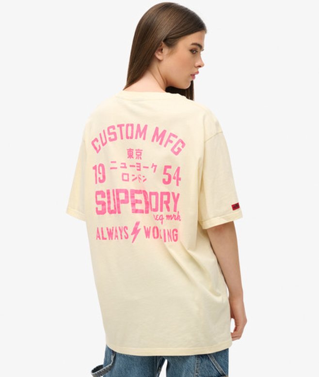 Losvallend Lo-fi Punk T-shirt met Print Crème Grootte: L afbeelding