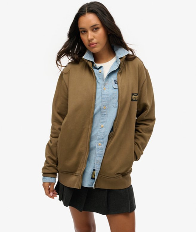 Oversized Trainingsjack met Contrasterend Stiksel Bruin Grootte: L afbeelding