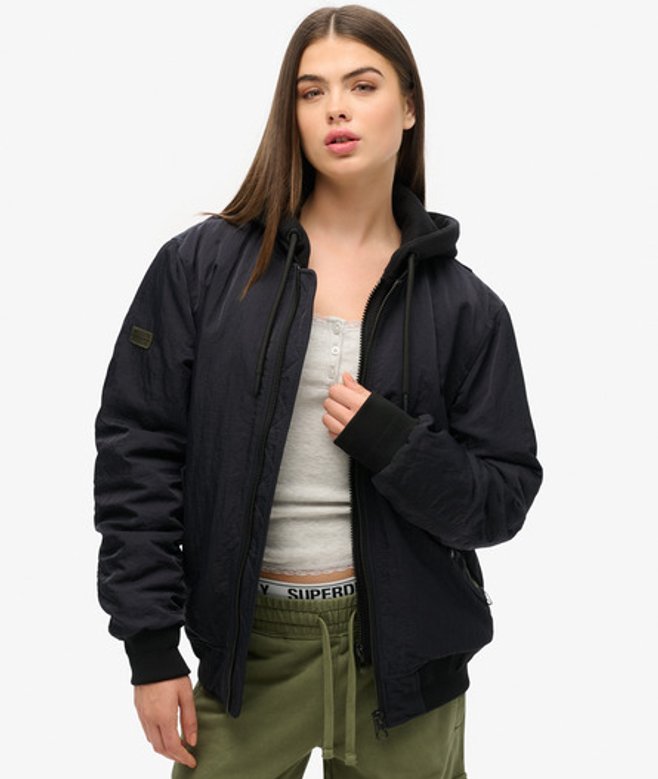 Image du produit : Superdry Femme Veste Militaire OverTaille à Capuche MA1 Noir Taille: L