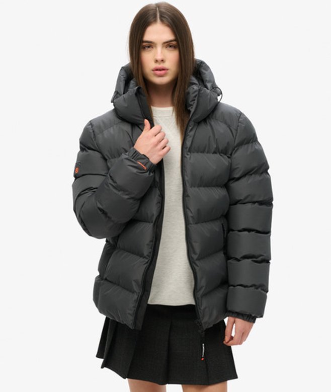 Oversized Sports Pufferjas met Capuchon Donkergrijs Grootte: Xxl afbeelding