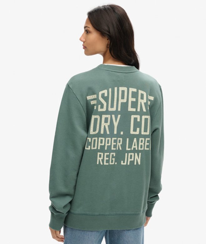Superdry Oversized Copper Label Sweatshirt met Ronde Hals en Print Groen