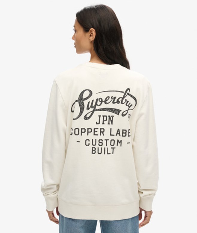 Superdry Oversized Copper Label Sweatshirt met Ronde Hals en Print Crème