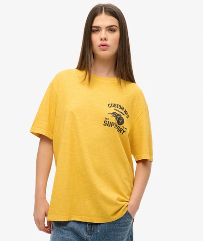Oversized Biker T-shirt met Print Geel Grootte: Xxl afbeelding