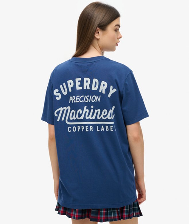 Oversized Copper Label T-shirt met Print op de Borst Blauw Grootte: Xxl afbeelding