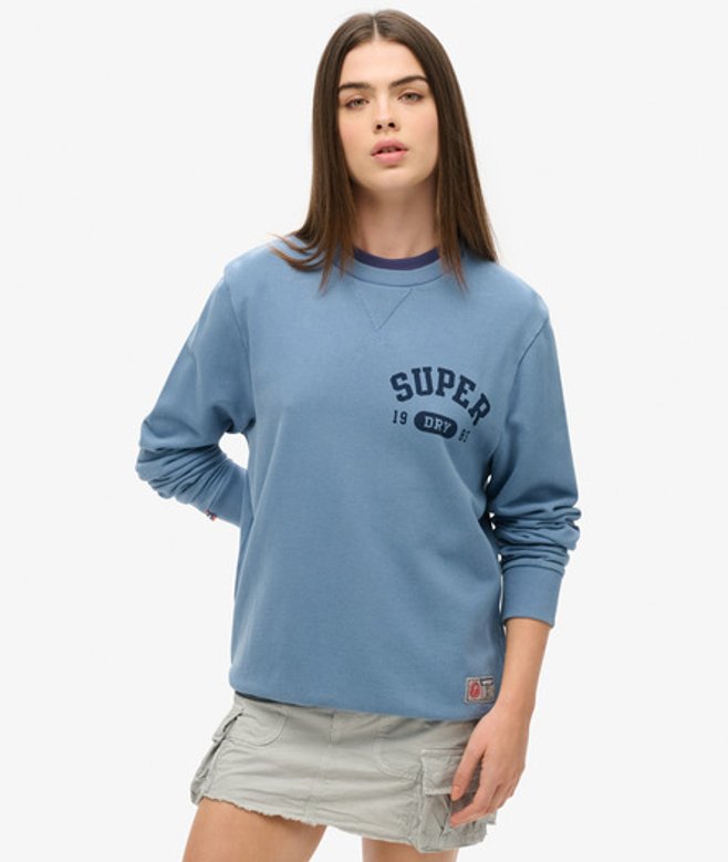 Oversized Athletic Sweatshirt met Print Blauw Grootte: XL afbeelding