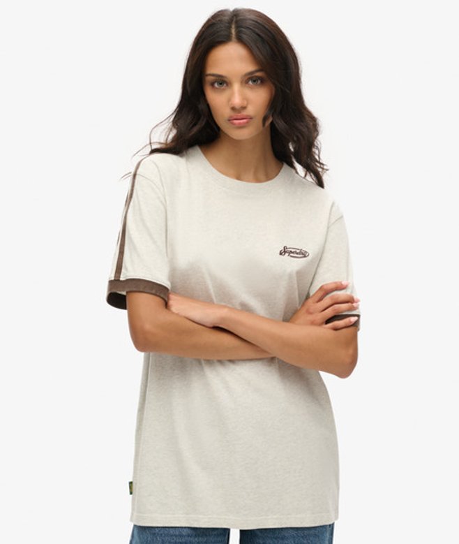 Damen Oversize Essential Retro T-Shirt mit Streifen und Logo, Größe: L - Superdry - Modalova