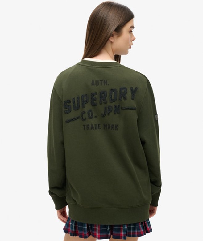 Oversized Workwear Sweatshirt met Applicatie Groen Grootte: L afbeelding
