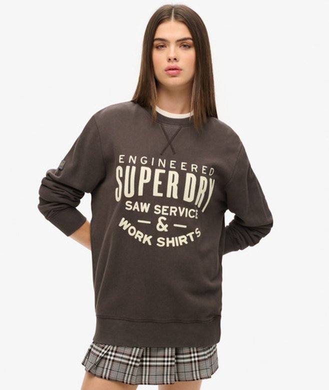 Oversized Workwear Sweatshirt met Applicatie Zwart Grootte: L afbeelding