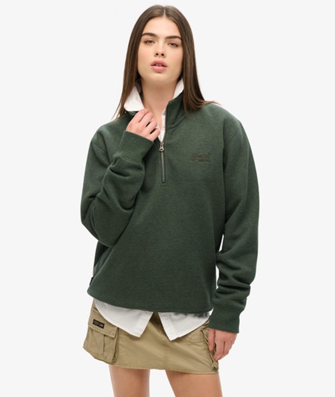 Oversized Essential Sweatshirt met Halve Rits en Logo Groen Grootte: Xxl afbeelding