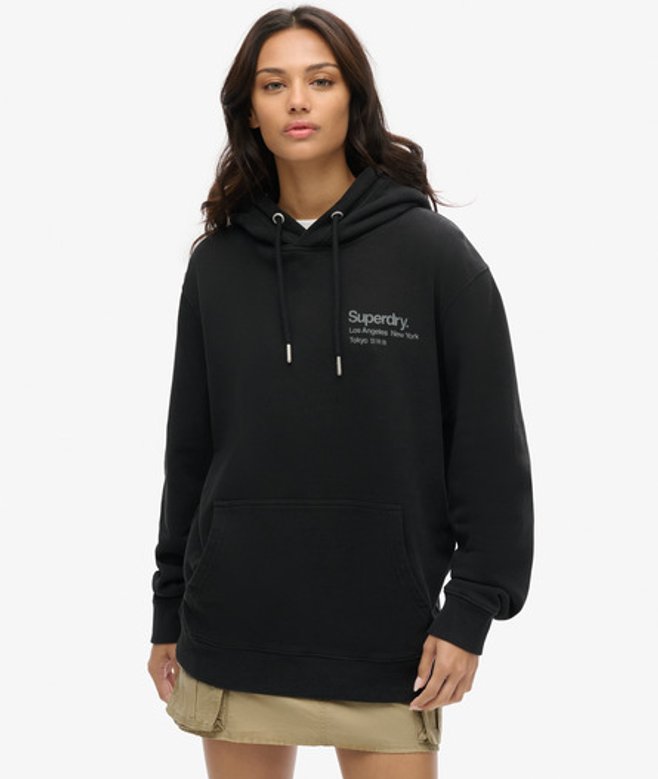 Core Logo City Hoodie met Losse Pasvorm Zwart Grootte: XL afbeelding
