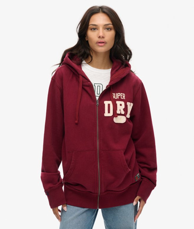 Oversized Vintage Athletic Hoodie met Rits Rood Grootte: XL afbeelding
