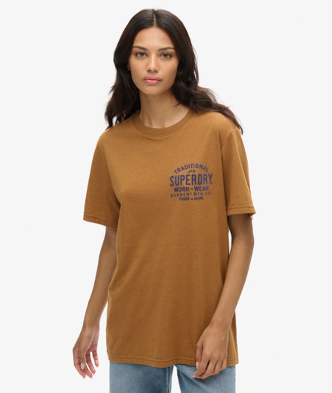 Oversized Machined Goods Workwear T-shirt Bruin Grootte: L afbeelding