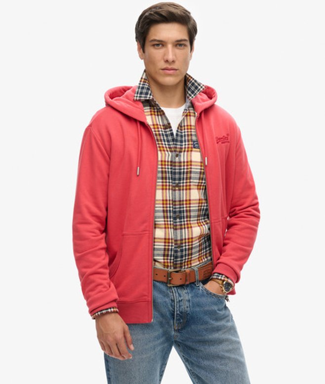 Superdry Essential Logo Hoodie met Rits Rood