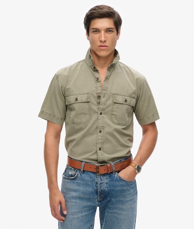 Men's Military Short Sleeve Shirt / Light Green - Size: M - Superdry - Modalova