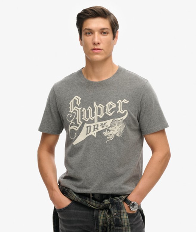 Vintage College T-shirt met Geschreven Opdruk Donkergrijs Grootte: M afbeelding