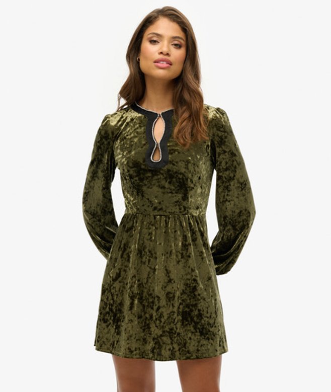 Damen Minikleid aus Samt mit Strass - Größe: 44 - Superdry - Modalova