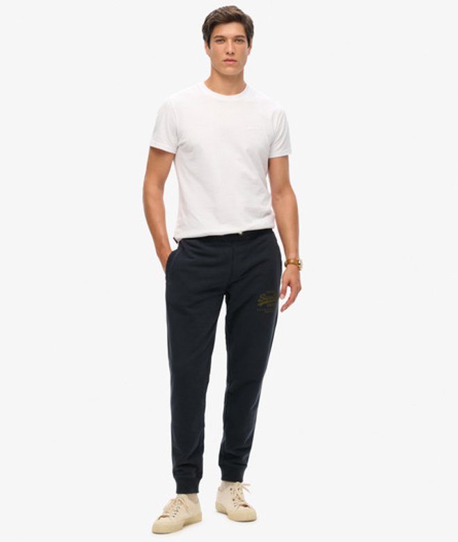 Klassieke Vintage Joggingbroek met Logo en Print Blauw Grootte: M afbeelding