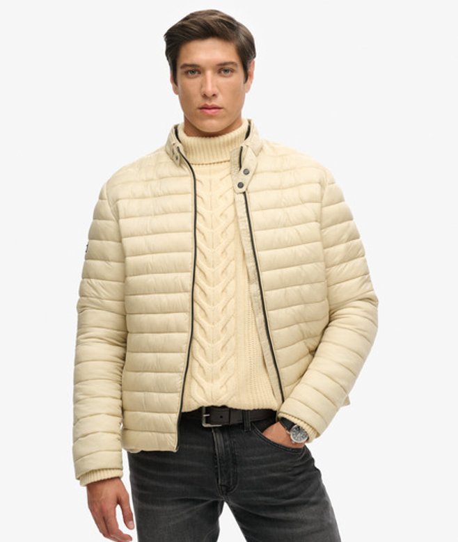 Superdry Men’s Lightweight Short Puffer Coat Beige / Pelican Beige – Size: S Superdry Men’s Lightweight Short Puffer Coat Beige / Pelican Beige – Size: S