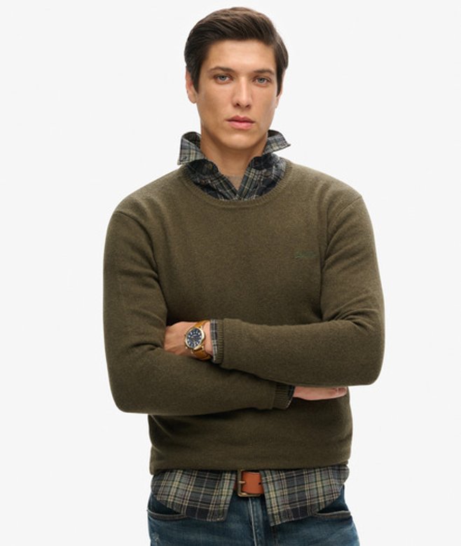 Superdry Essential Slim-fit Trui met Ronde Hals Groen