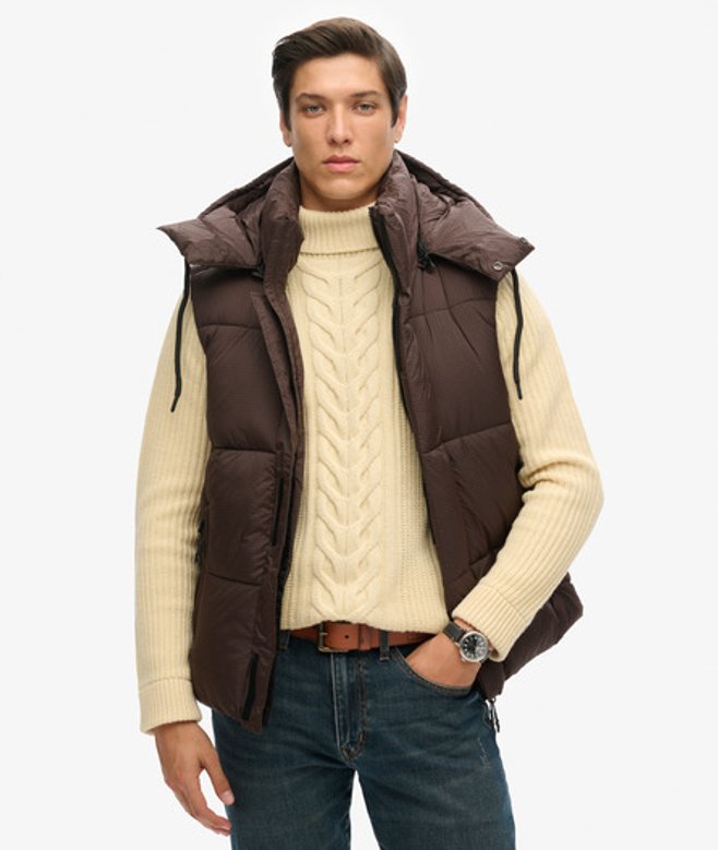 Korte Gewatteerde Touchline Bodywarmer Bruin Grootte: L afbeelding