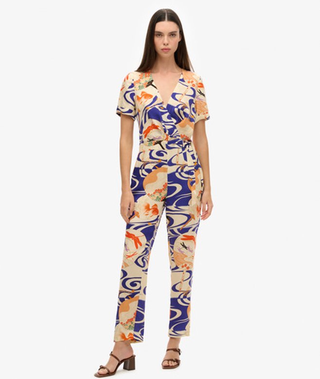 Geweven Vintage Jumpsuit Blauw Grootte: 42 afbeelding