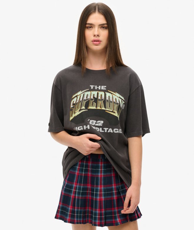 Oversized 70s Rockband T-shirt met Grafische Print Zwart Grootte: L afbeelding