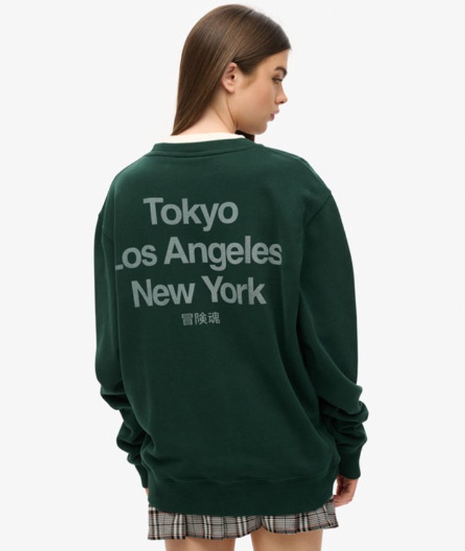 Oversized Core Logo City Sweatshirt met Losse Pasvorm Groen Grootte: XL afbeelding