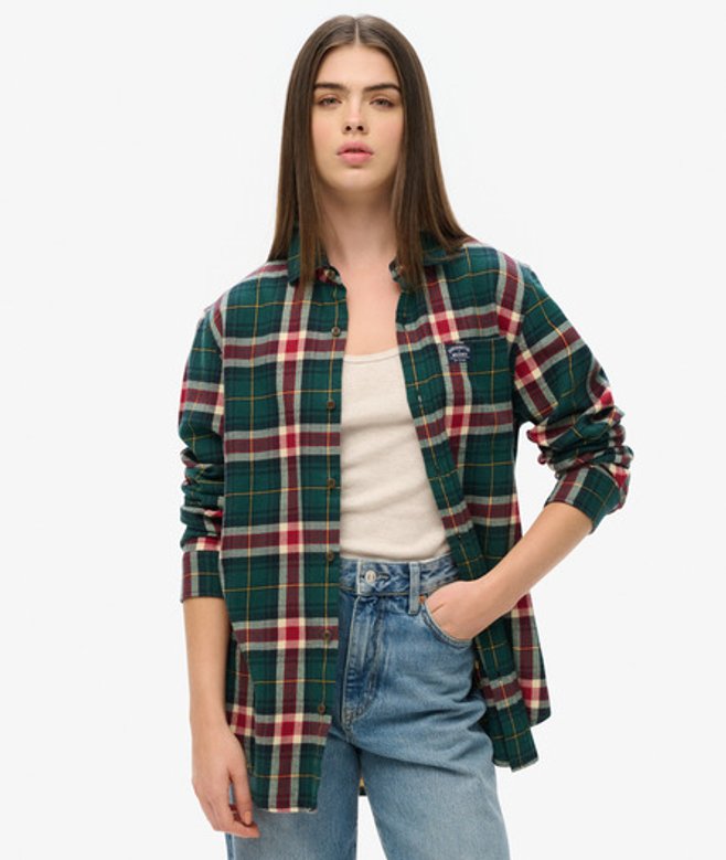 Women's Classic Check Oversized Long Sleeve Cotton Lumberjack Shirt, and , Size: XL - Superdry - Modalova