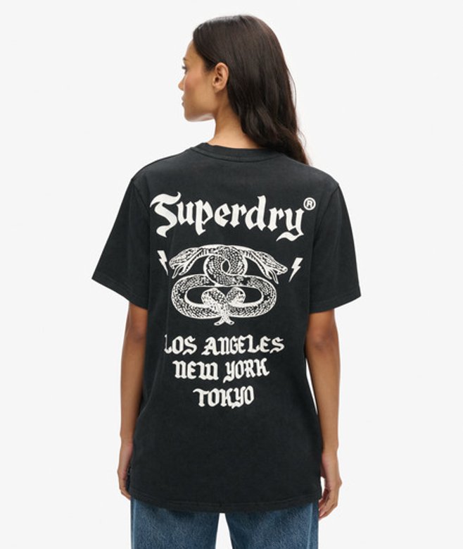 Oversized Retro Rock T-shirt met Print Zwart Grootte: XL afbeelding
