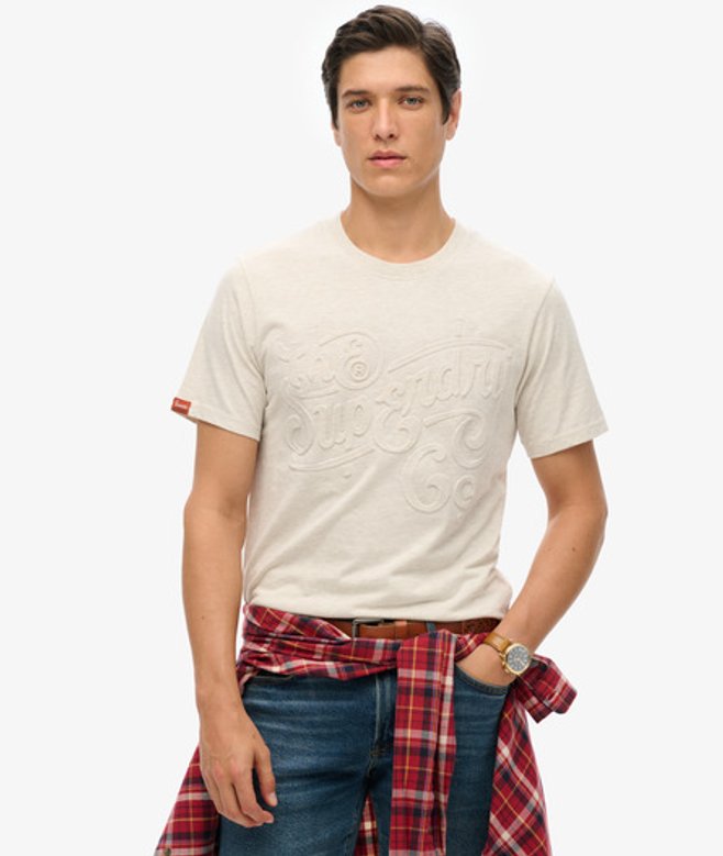 Archive T-shirt met Print en Reliëfopdruk Crème Grootte: Xxl afbeelding