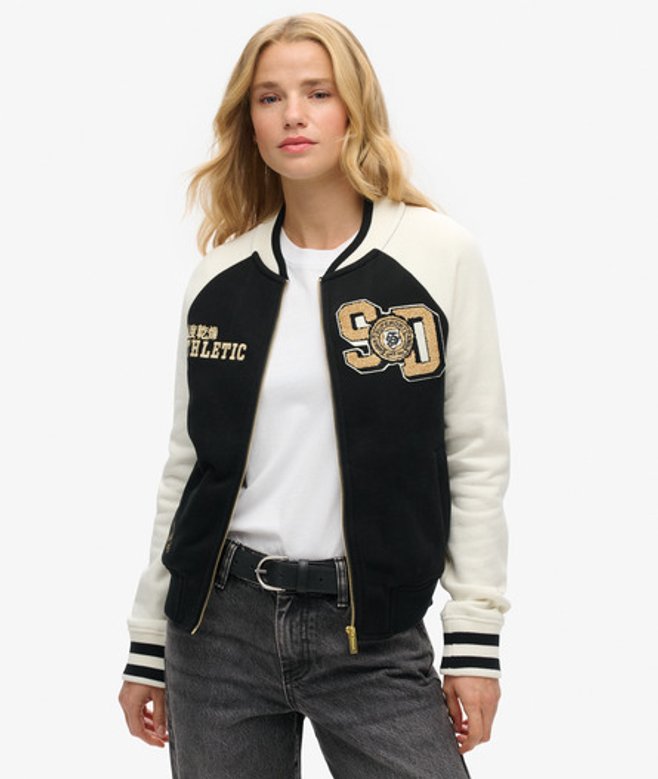 Damen und College Bomberjacke aus Jersey mit Grafik Farbblock, Größe: 40 - Superdry - Modalova