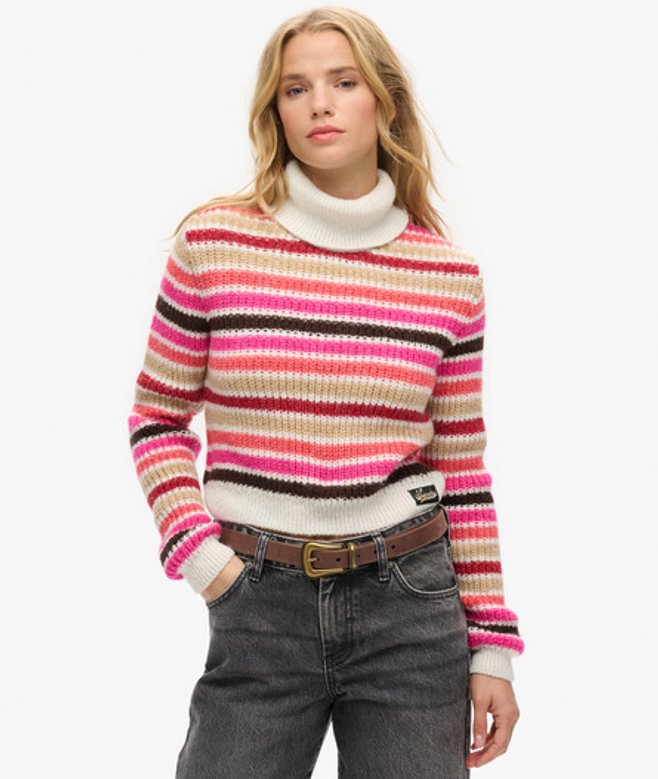 Pull Court Rayé à col Roulé Taille: 38 - Superdry - Modalova
