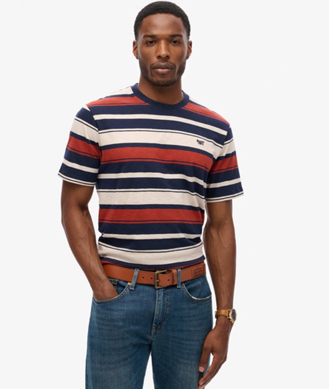Gestreept T-shirt met Relaxte Pasvorm Blauw Grootte: S afbeelding
