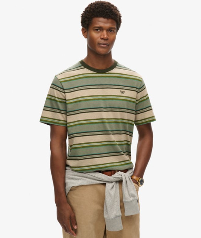 Superdry Men's Relaxed Stripe T-shirt Green / Green Stripe