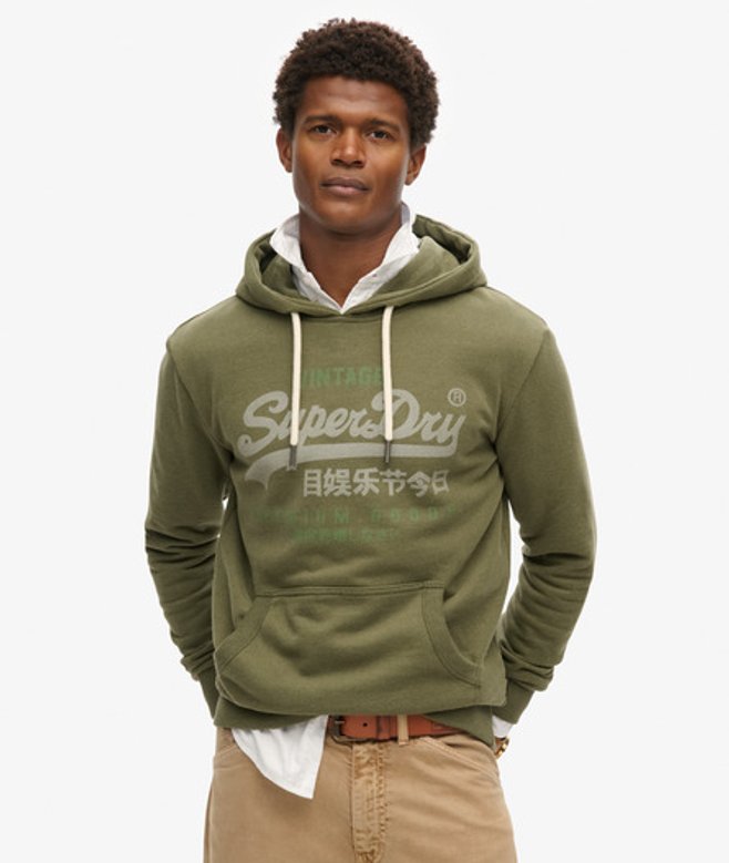 Superdry Klassieke Vintage Logo Heritage Hoodie Groen