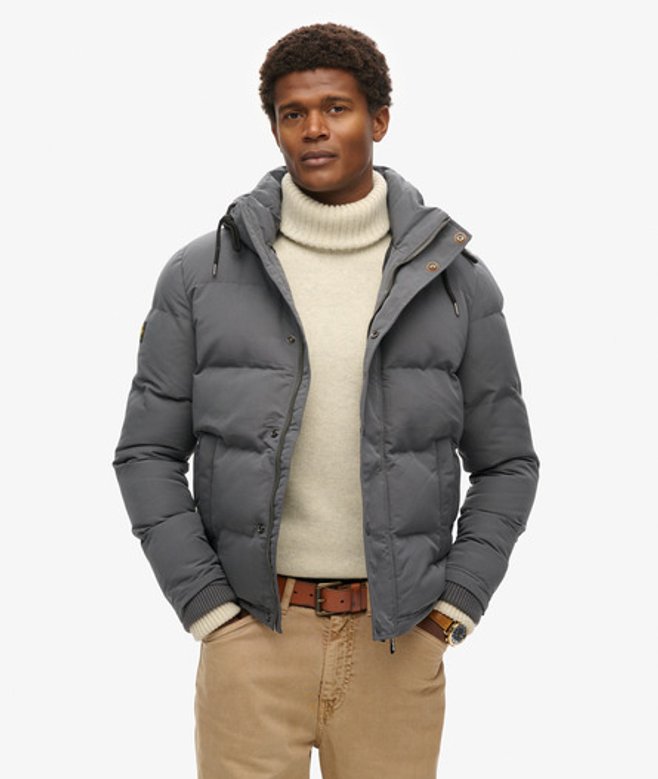 Herren Kurze Everest Steppjacke mit Kapuze - Größe: L - Superdry - Modalova