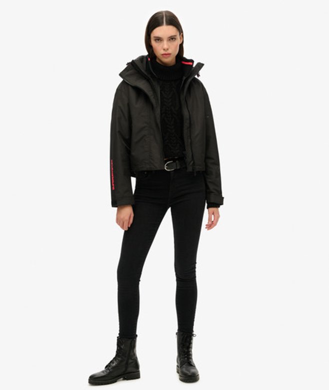 Superdry Women's Hooded Embroidered SD Windbreaker Jacket Black