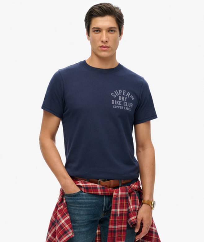 Copper Label T-shirt met Grafische Print op de Borst Blauw Grootte: M afbeelding