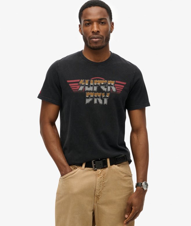 Rock Band T-shirt met Grafische Print Zwart Grootte: S afbeelding