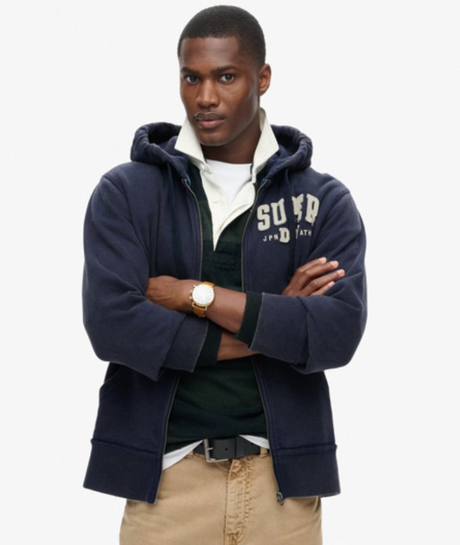 Superdry Vintage Athletic Zip Hoodie Blauw