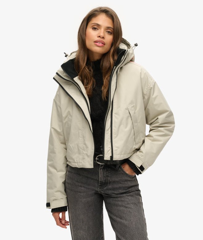 Superdry Women's Boxy Fit Logo Patch Windcheater Jacket, Grey