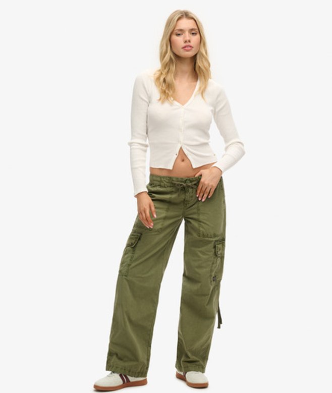 Superdry Women&rsquo;s Low Rise Utility Pants Khaki / Olive Khaki - Size: 32